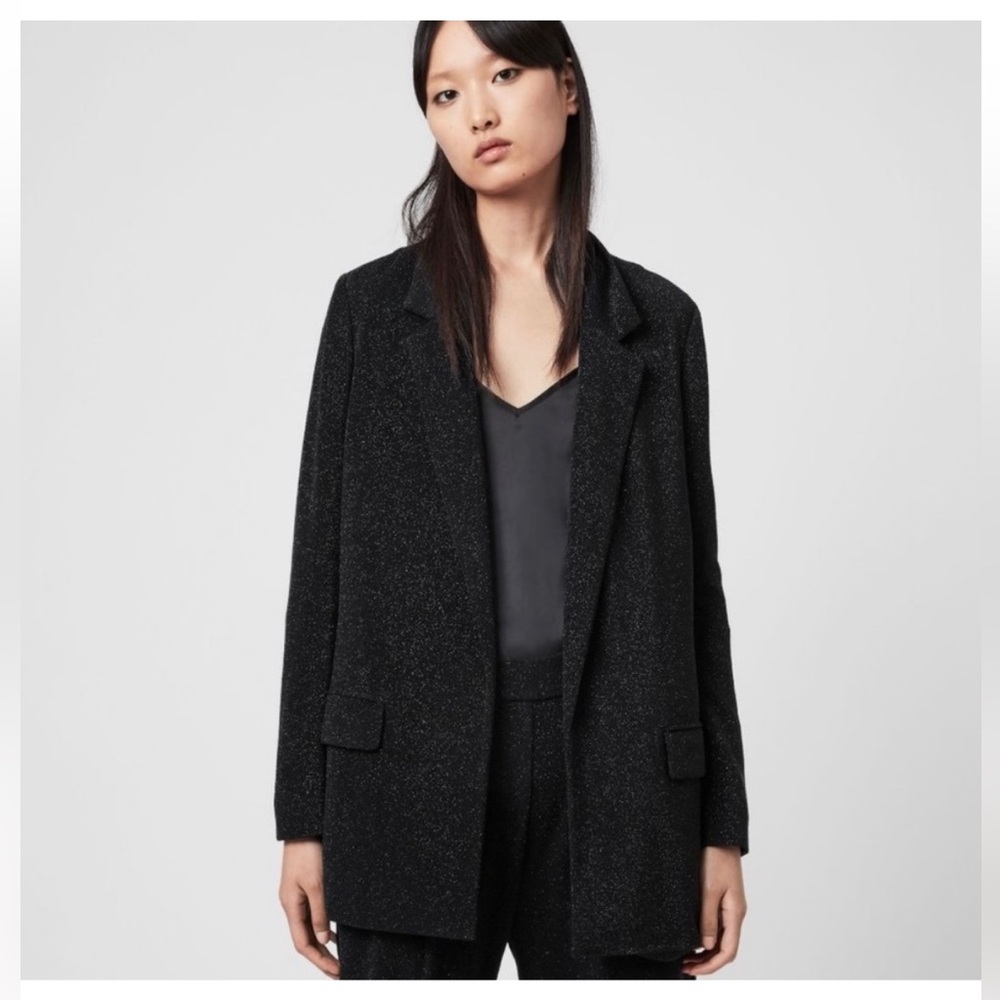 ALLSAINTS Aleida Shimmer Blazer Black Sz 6